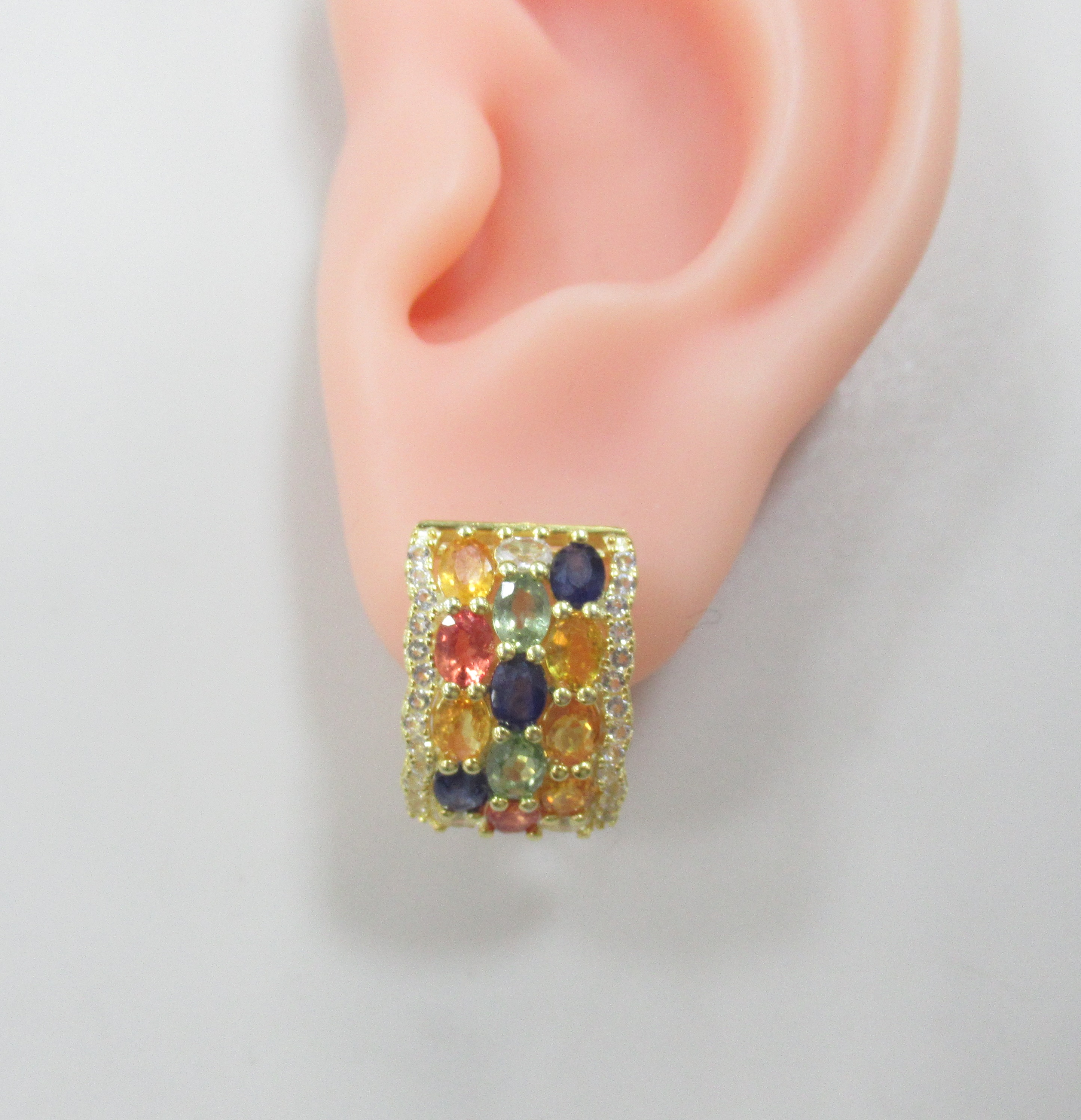 Серебряные серьги с мультисапфирами